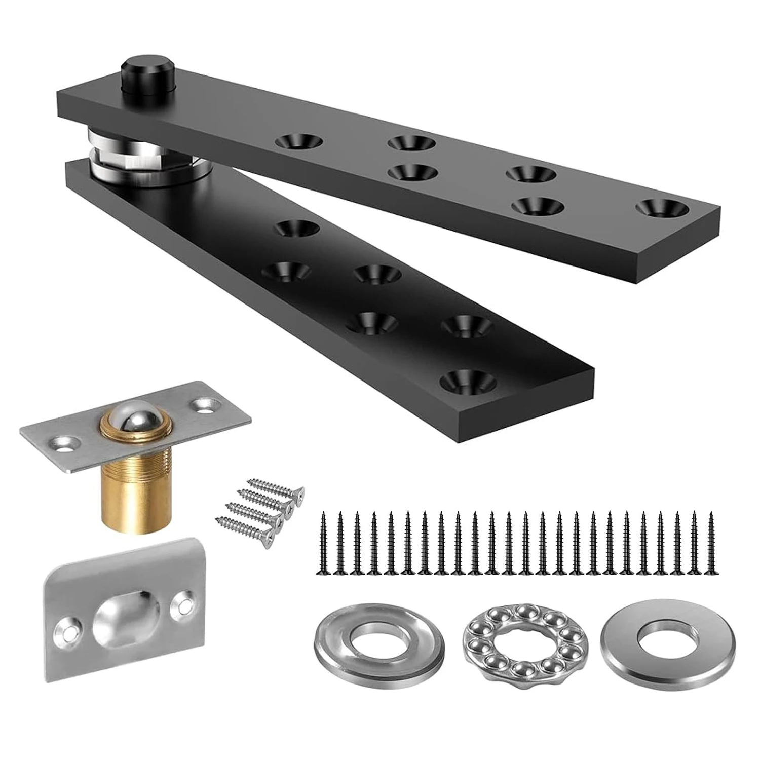 Hidden Door Hinge Pivot Hardware 360 Degree Rotation, Heavy Duty Pivot Hinge Kit for Max 300 lbs, Secret Door Hinges