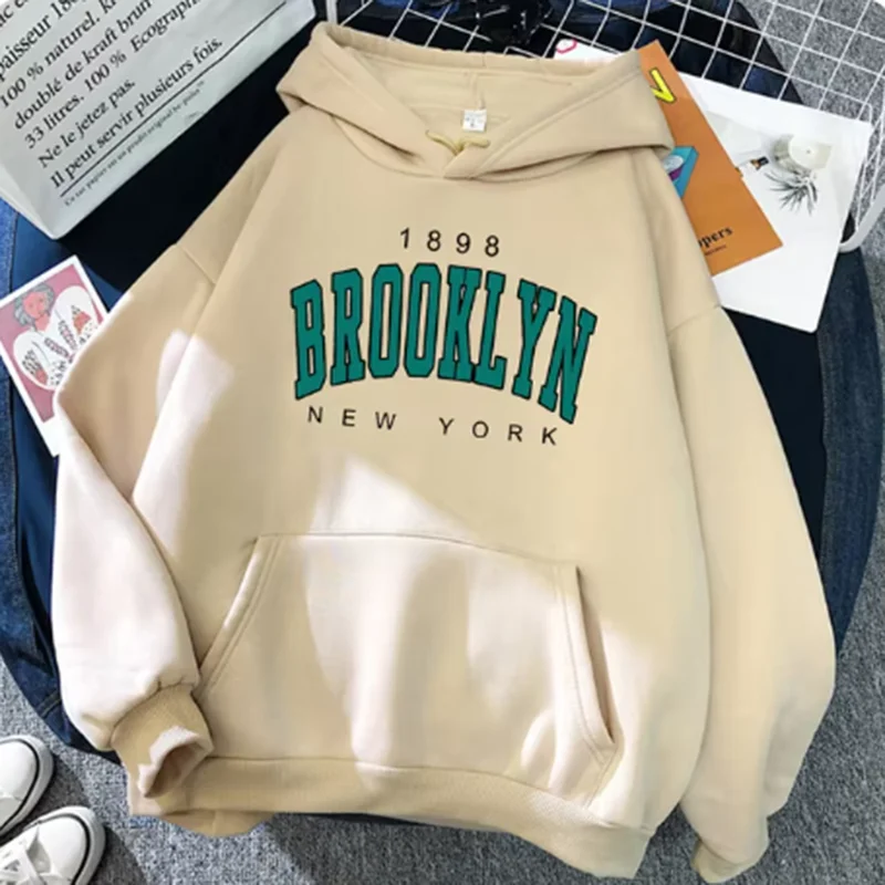 1989 Brooklyn New York Printed Women Hoodies Fashion Fleece Hoody Creativity Pullover Clothing Street Loose Sweatshirts Women\'S