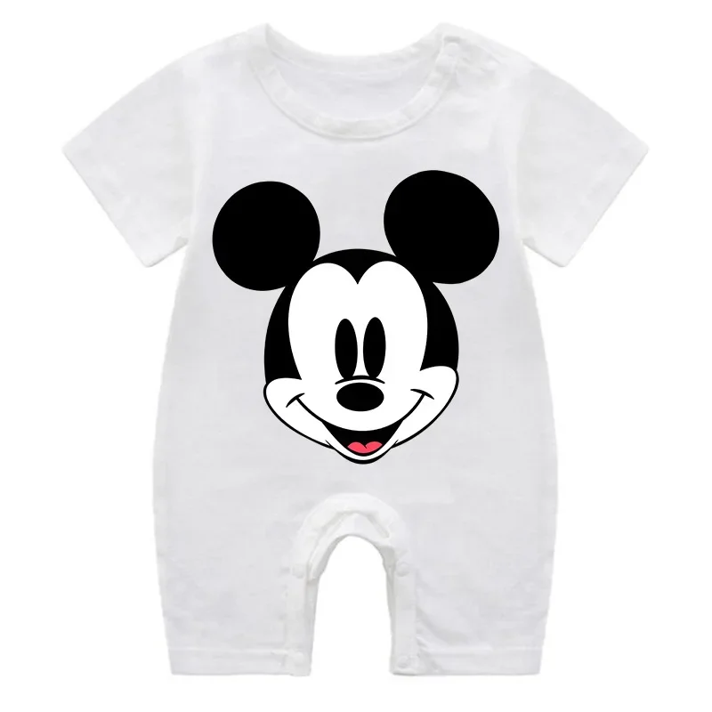 Barboteuse d\'été en coton à manches courtes pour bébé, tenue de dessin animé Mickey Minnie Mouse, vêtements pour nouveau-né, combinaison pour fille,