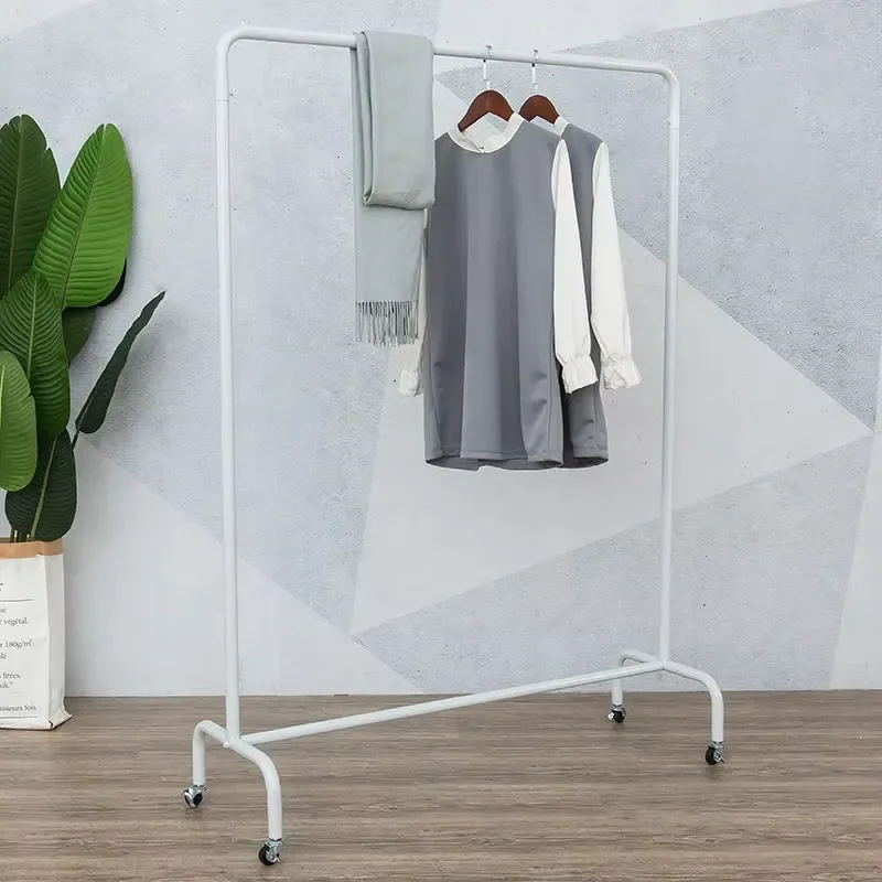 Factory new white metal hanger wheels movable bracket drying rack