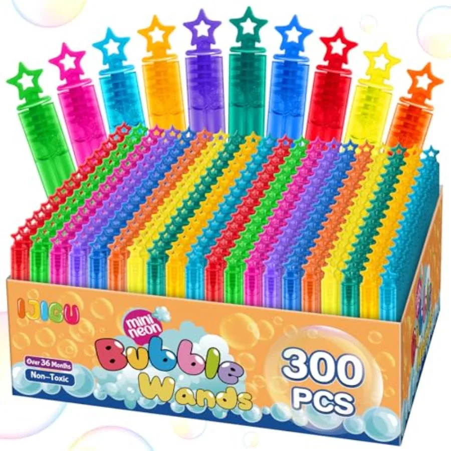 

300 мини-палочек для мыльных пузырей в 10 цветах, оптом, для тематических вечеринок, дней рождения, Рождества, Нового года, Дня святого Валентина, карнавалов, школьных мероприятий