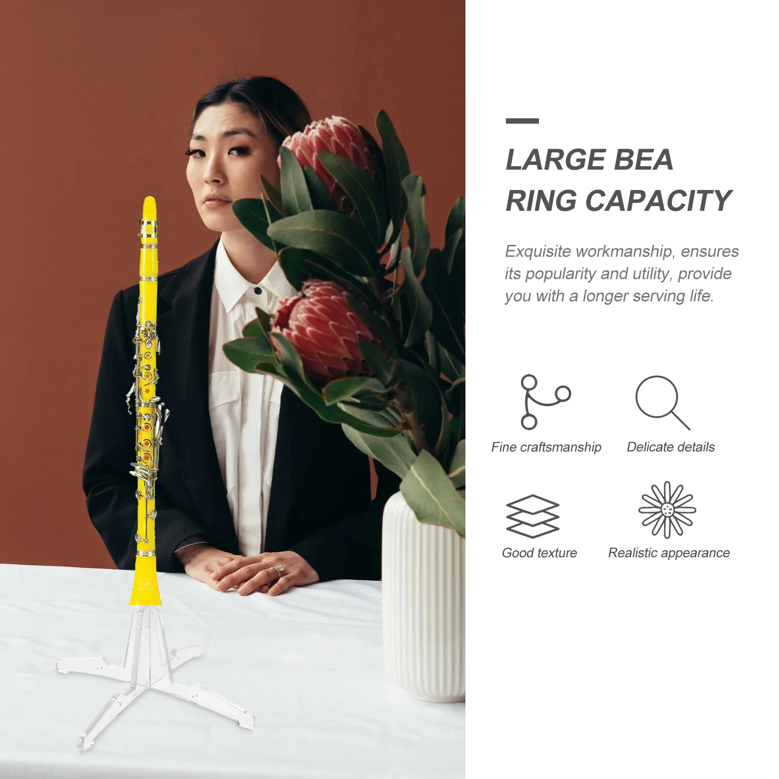 

1Pcs Clarinet Four-Legged Holder Durable Plastic Detachable Portable Flute Stand Stable Instrument Support Portable Flute Stand