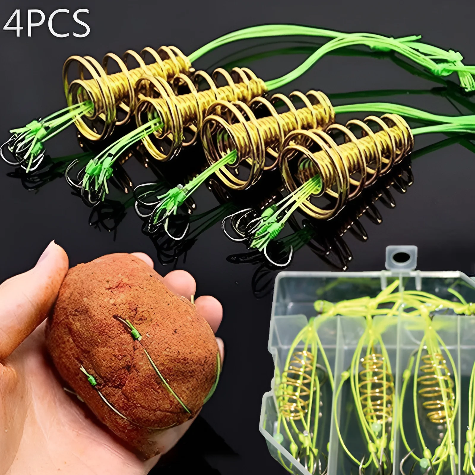 Green Line ISEAMA Explosion Hook 4pcs/box Anti Entanglement Carp Fishing Set Fishing Hook Fishing Gear Accessories