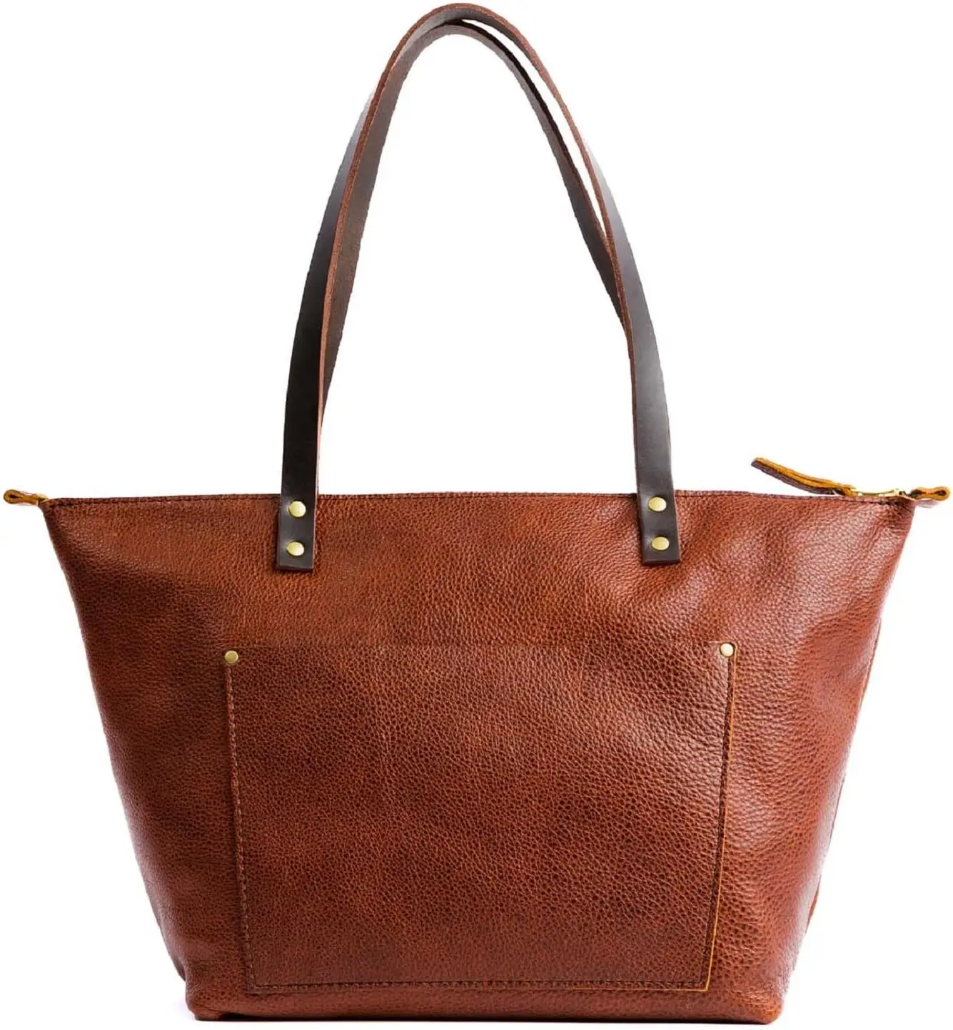 Borsa tote con cerniera Portland Leather Goods – Fatta a mano, resistente e sfoderata – Tasche interne ed esterne