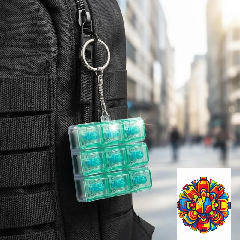 Fidget Keyboard Keychain Silent Clickable Transparent Buttons Anti Anxiety Fidget Toy for Library Office Public Places Use