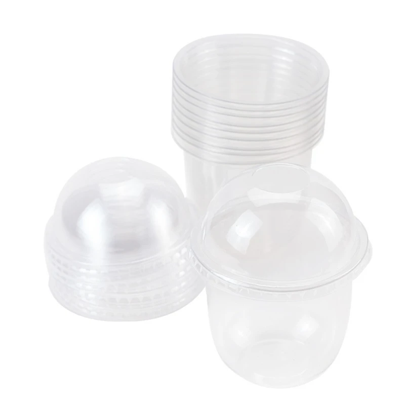 

100PCS 360ML Dessert Cups With Lids Disposable Pudding Cups Plastic Disposable Cups For Soup Sundaes Ice Cream