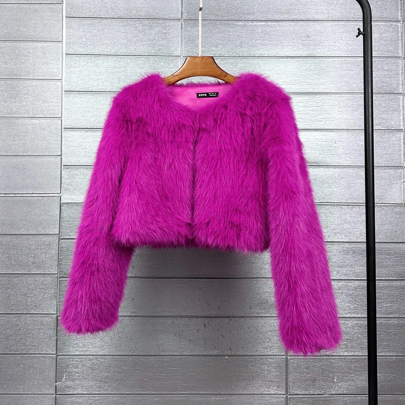 Ins Hot Brand Fashion Black Warm Cozy Cropped Faux Fur Coat Women Winter 2023 Chic Girls Street Fashion Luxury Short Fur Jacket