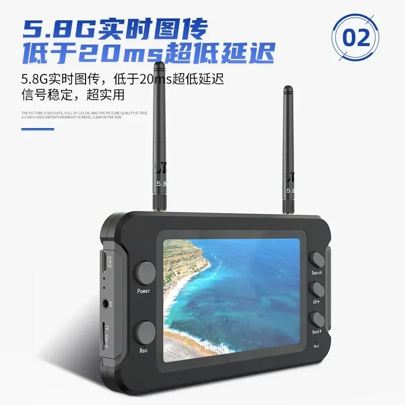 SoloGood DVR 장착 FPV 모니터, NTSC PAL 자동 검색 비디오 녹화 16:9, LCD 디스플레이, 40CH, 4.3 인치, 800*480, 5.8G