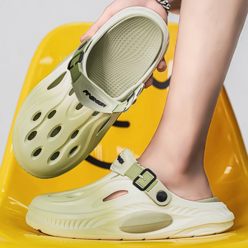 Baotou-Hausschuhe für Damen und Herren, Sommer, lässige, atmungsaktive Strandsandalen mit dicken Sohlen
