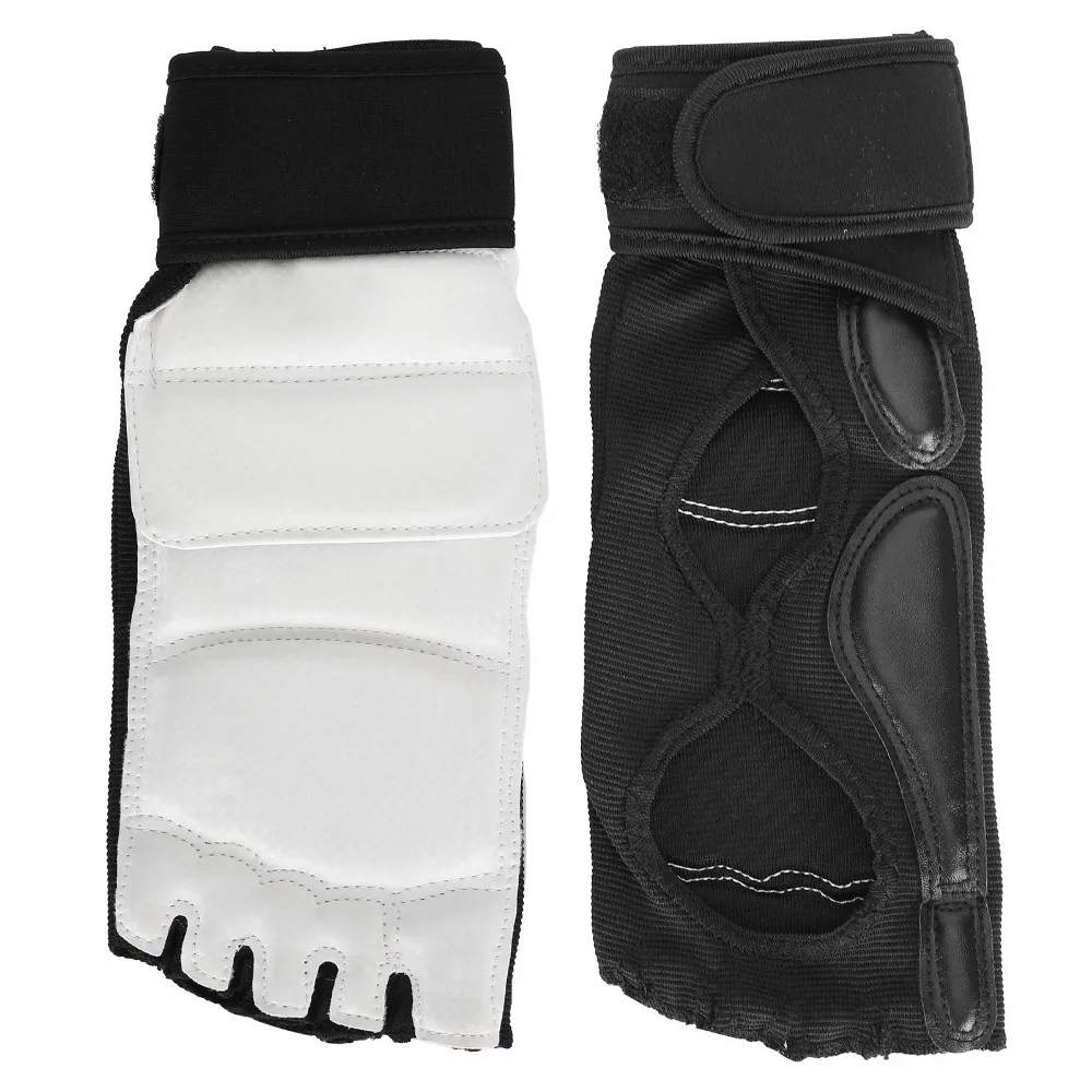 2pcs PU Martial Arts Foot Guard Padded Palm Fingerless Fingerless Boxing Gloves Lightweight Adjustable Wrist Strap