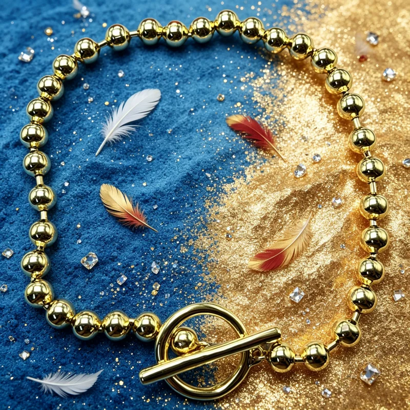 

Gold Beaded Necklace with Toggle Clasp