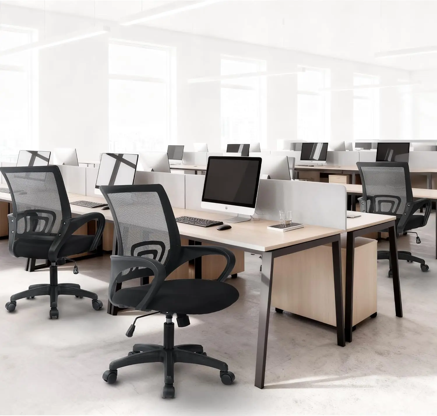 Ergonomic Mesh Office Chair with Lumbar Support Adjustable Height Swivel Rolling Wheels for Home Task