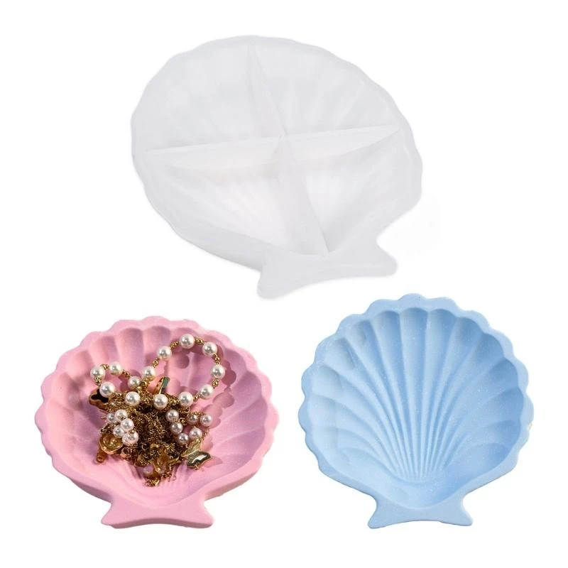 652F Soft Silicone Ocean Shell Designs Tray Mold Flexible Silicone Sea Shell Dish Mold for Creative Crafting and Storage Dish
