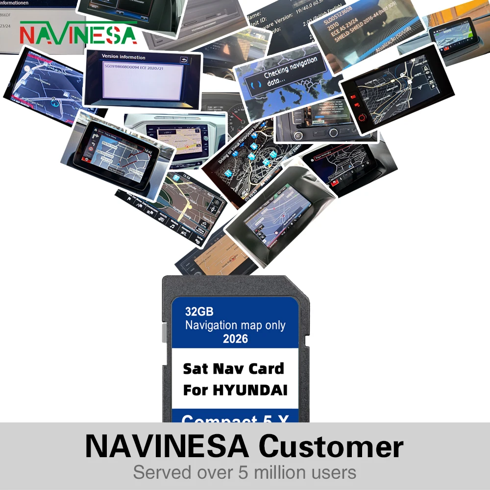 SD Card Europe Turkey Maps GEN5 Navigation for Hyundai i10/i20/i30/i40/Kona/Santa/Tucson Compact 5.X GPS Update 32GB 2024
