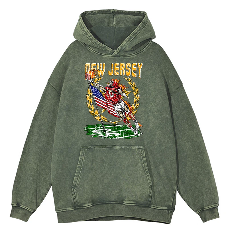 

Retro Distressed Wash New Jersey Rugby Skeleton Player Hoodie Men Casual Clothing Loose Hoodie 100% Cotton Oversized Clothing