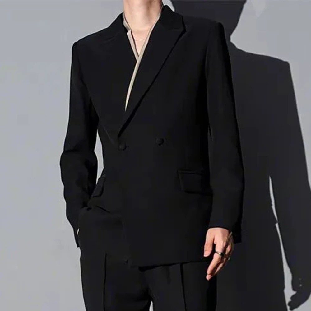 Mens Autumn Contrast Color Satin French Elegant Casual Suit Genderless Fashion Trend Simple Retro Business Suit Jacket For Men