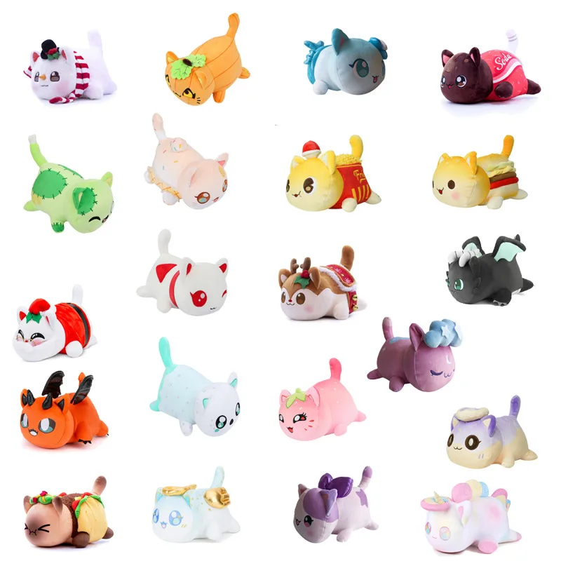 

25CM Cute Meows Aphmau Plush Animal Toys Food Cat Coke Cute Hamburgers Bread Sandwiches Taco Cat Plushie Sleeping Pillow Doll