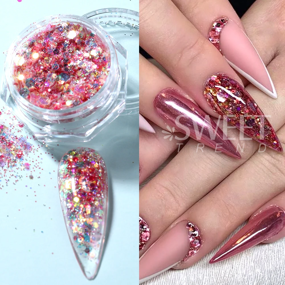 10 ألوان مزيج-مسدس مسمار بريق الترتر المجسم مكتنزة مسمار رقائق لتقوم بها بنفسك مسمار الفن زينة مانيكير شرائح اكسسوارات #2