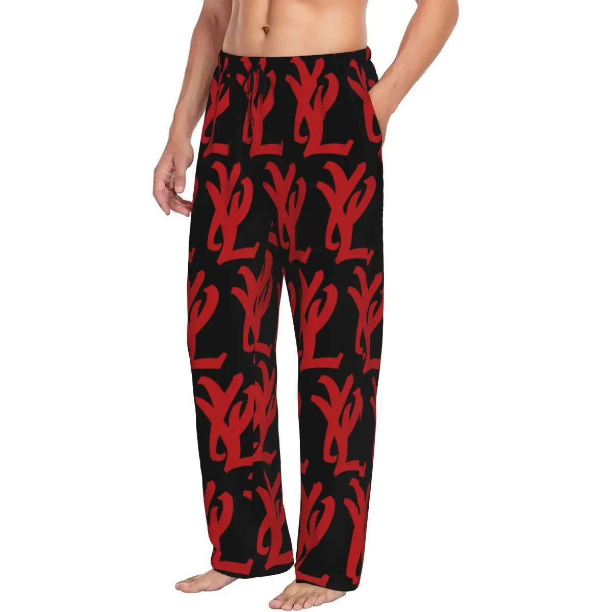 Custom Rapper Playboi Carti YVL Red Logo Men Pajama Pants Lounge Sleep Sleepwear Bottoms with Pockets