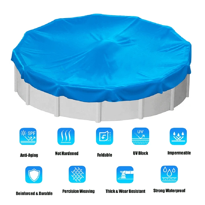 15FT Round Pool Cover For Above Ground Pools,Pool Cover Protector With Pool Cover Winch And Cable