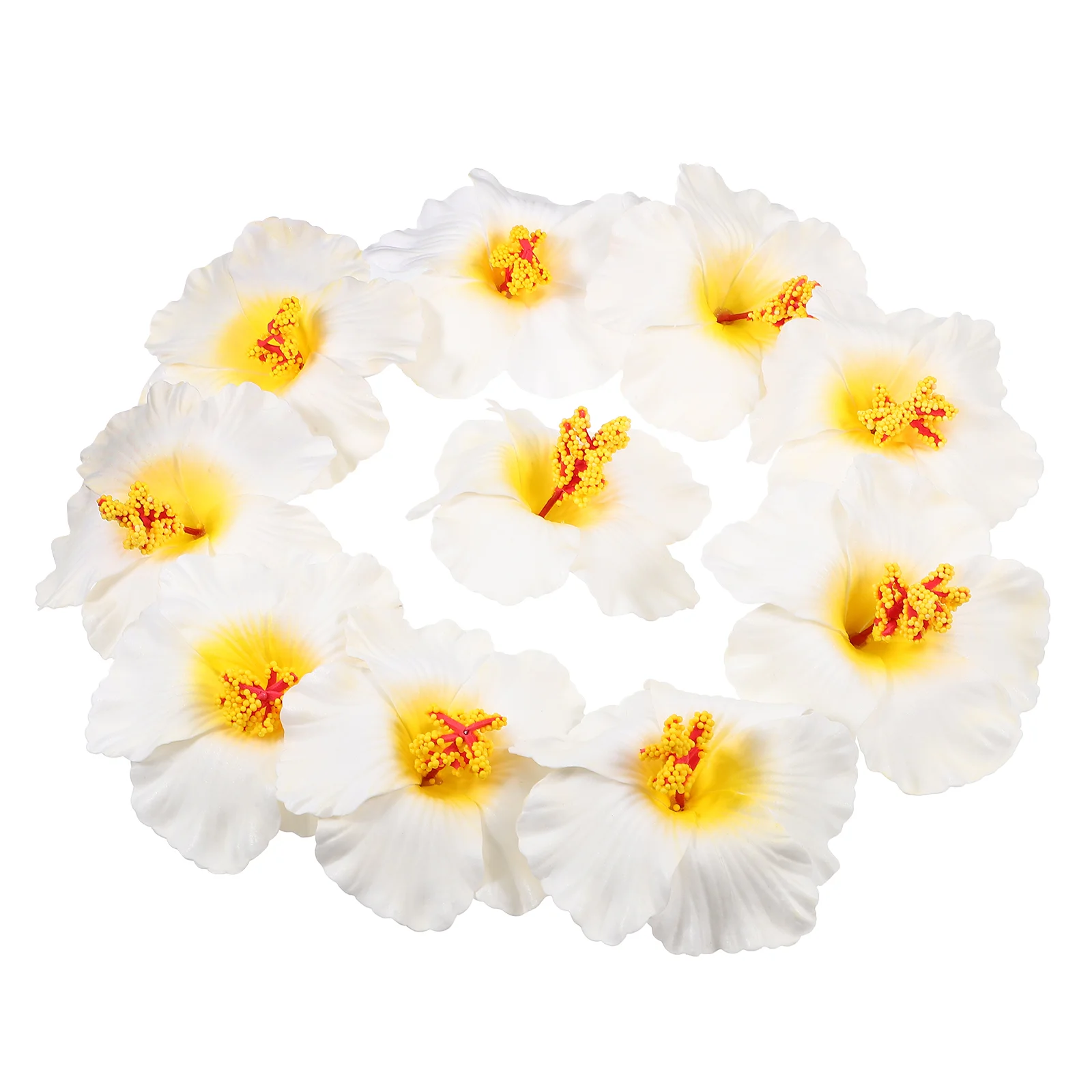 10 Pcs Vintage Decor Artificial Flower Decoration Hawaiian Hibiscus Flowers Party Supplies White Decorative