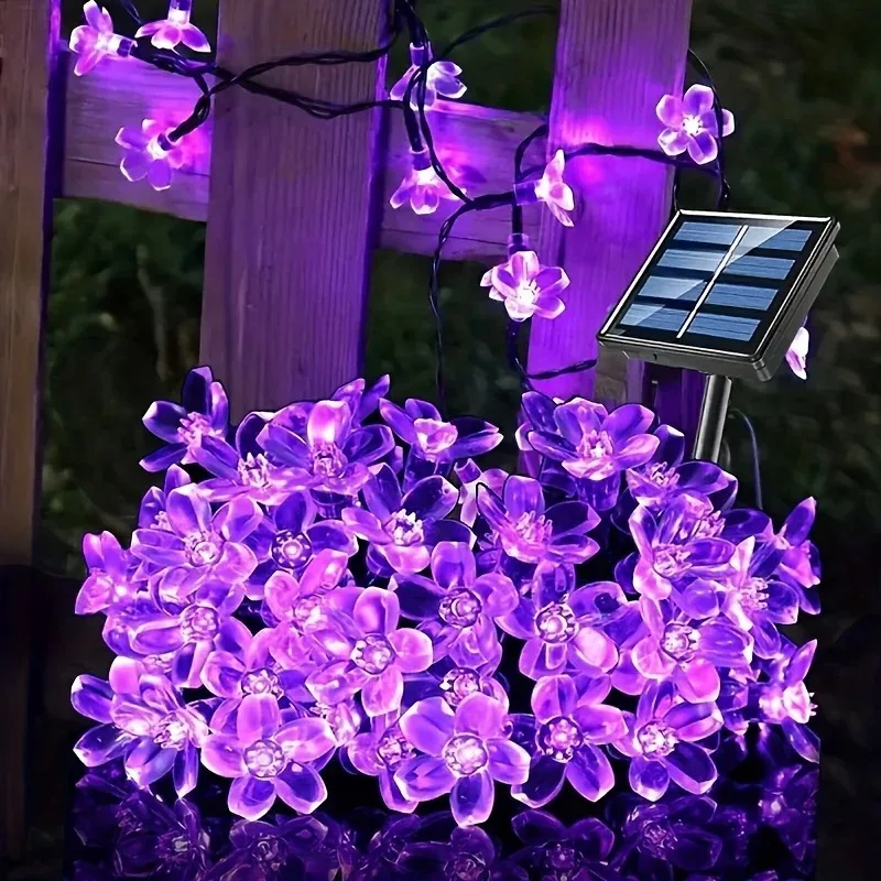 Solar Powered Cherry Blossom String Lights 5/7/12/22M Outdoor Garden Wedding Party Decoration Fairy Light Garland Waterproof