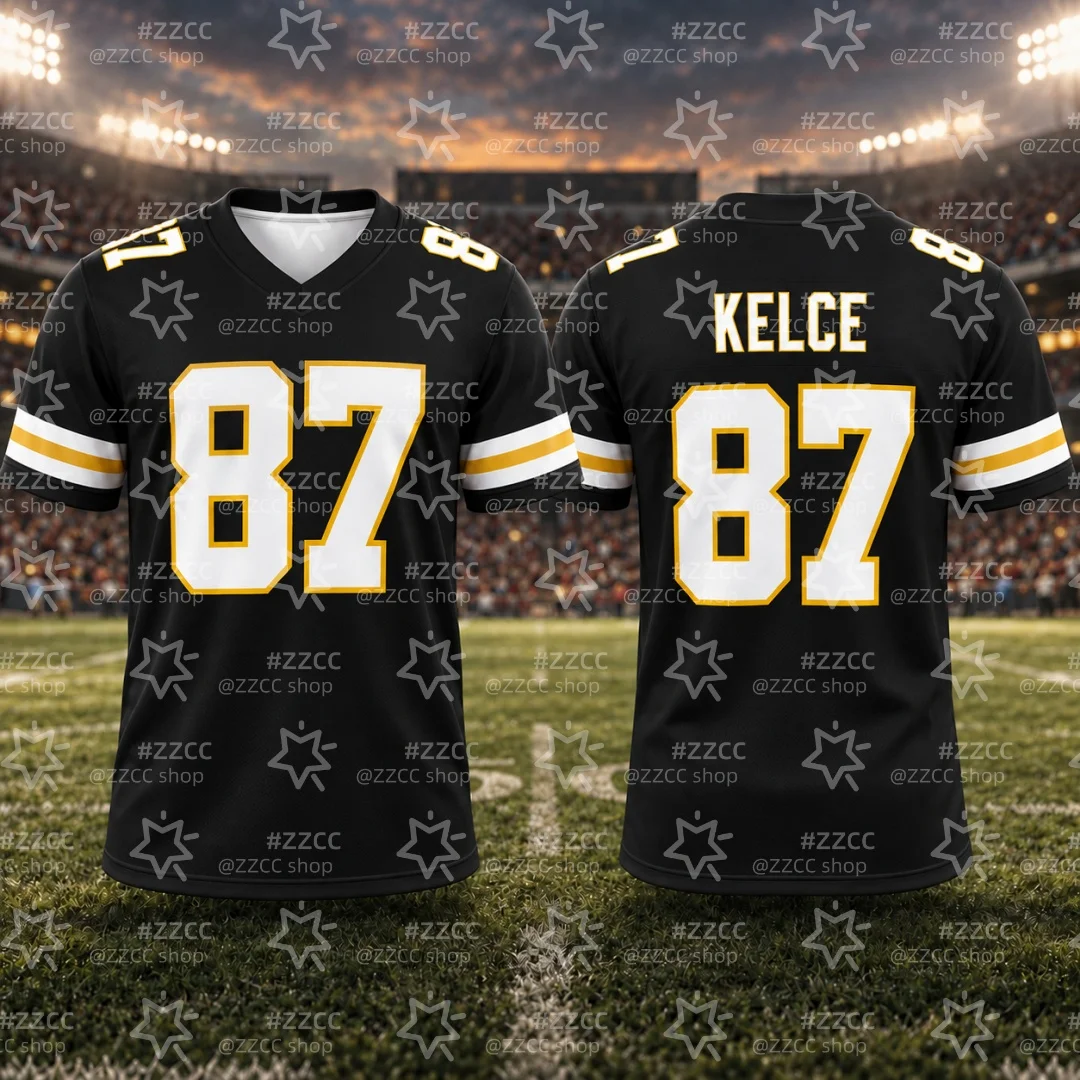 26-27 Herren # 87 Travis Kelce Football-Trikot, Sport-T-Shirt, schnelltrocknendes Fan-Rugby-Shirt für den Spieltag, Damen-T-Shirt, Kinderbekleidung ﻿ – Detail 4