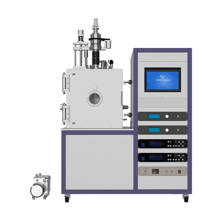 Downward-mounted four-target magnetron sputtering coater for ferroelectric thin films, conductive films, alloy films