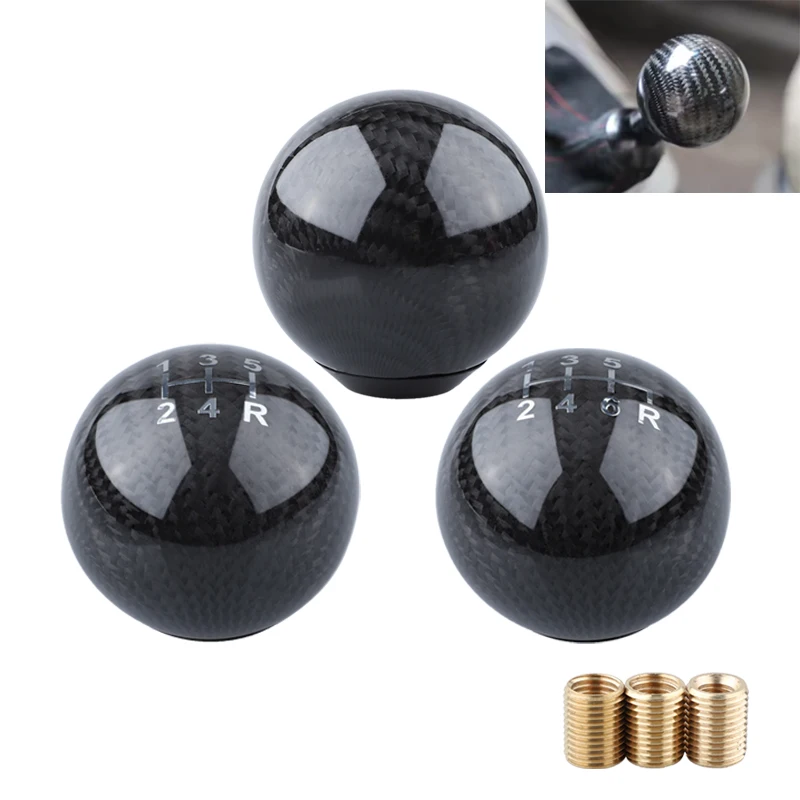 

Универсальная автомобильная ручка переключения передач из углеродного волокна, автомобильная ручка переключения передач, рычаг переключения передач, круглая шариковая ручка, рычаг головки AT MT