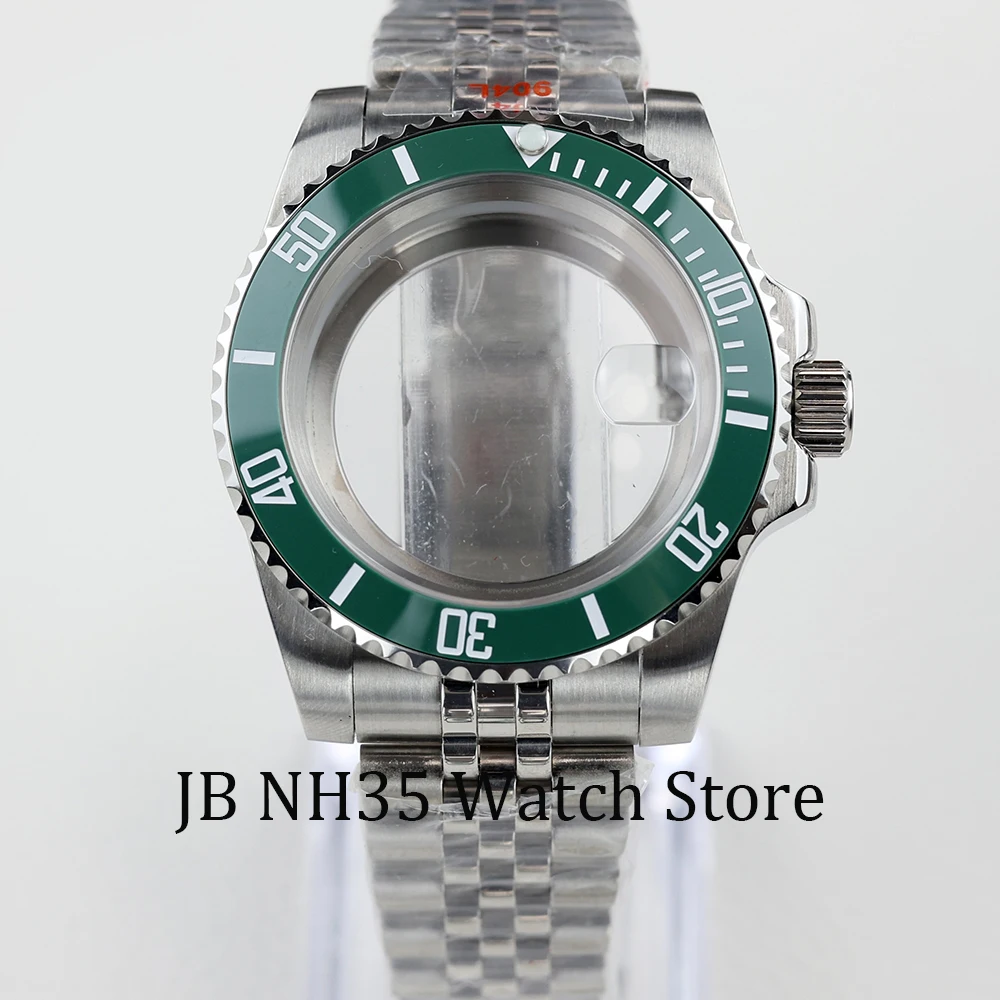 40mm blue black green Ceramic bezel watch case sapphire stainless steel jubilee bracelet fit NH35 NH36 movement submariner case