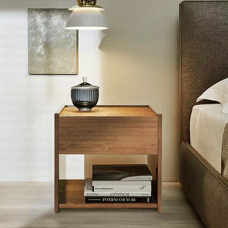 

Storage Bedroom Bedside Table Wood Trendy Mobile Librero Nightstand Luxury Organizer Decor Low Cheap Muebles Salon Furniture