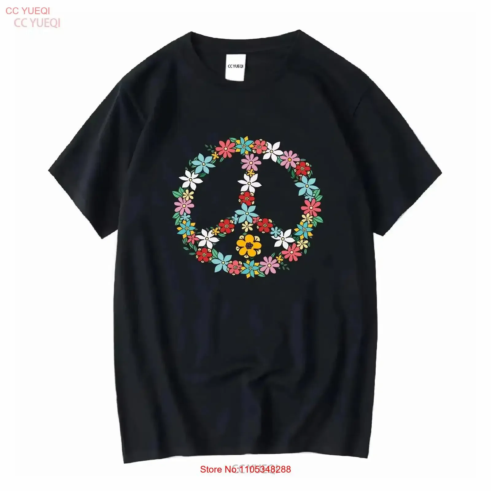 Liebe-Friedenszeichen T-Shirt 60er 70er Jahre Batik Hippie Vintage Washed Streetwear Herren-Oberteil für den Alltag Vielseitig Lässig Vintage