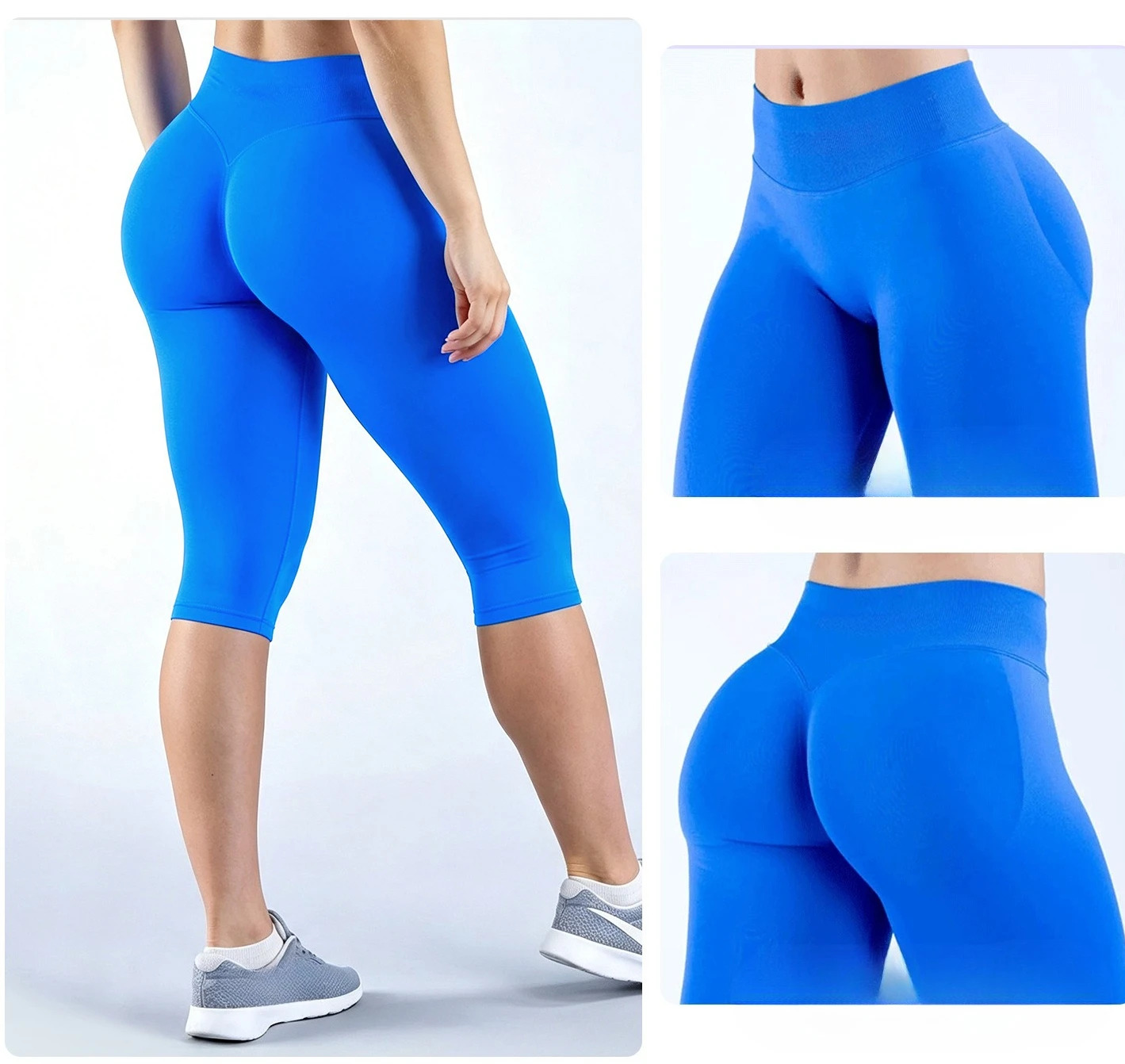 Women's High Waist Yoga Capri Pants Butt Lifting Tummy Control Seamless Gym Leggings Breathable Workout Tights Sportswear