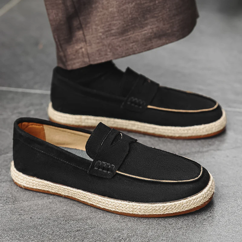 Bean Shoes 2026 New Skin Friendly Grass Woven Sole Le Fu Shoes Summer One Foot Lazy Casual Men's Shoes