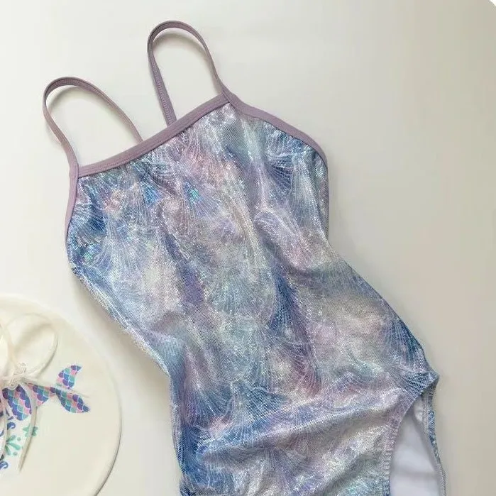New Gradient One-Piece Triangular Racing Swimsuit Women's plus Size Swimming Training Professional Sports Swimwear