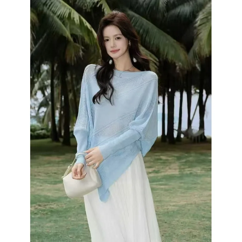 

2026 Summer Korean Style Loose Fit Hollow out One Shoulder Asymmetrical Hemline Women's Top Fashionable Breathable Design