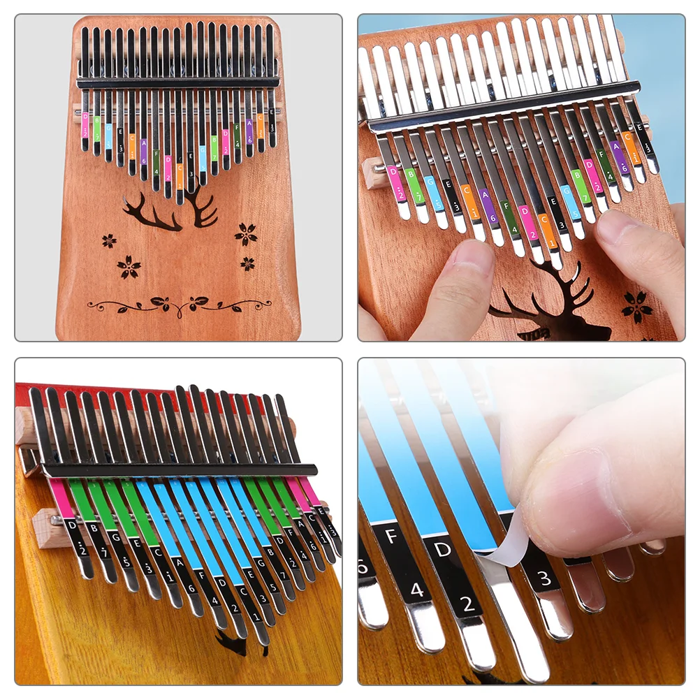 2 Pcs Kalimba Phoneme Stickers Piano Thumb Note Tab Keys Decor Paper Instrument for 21