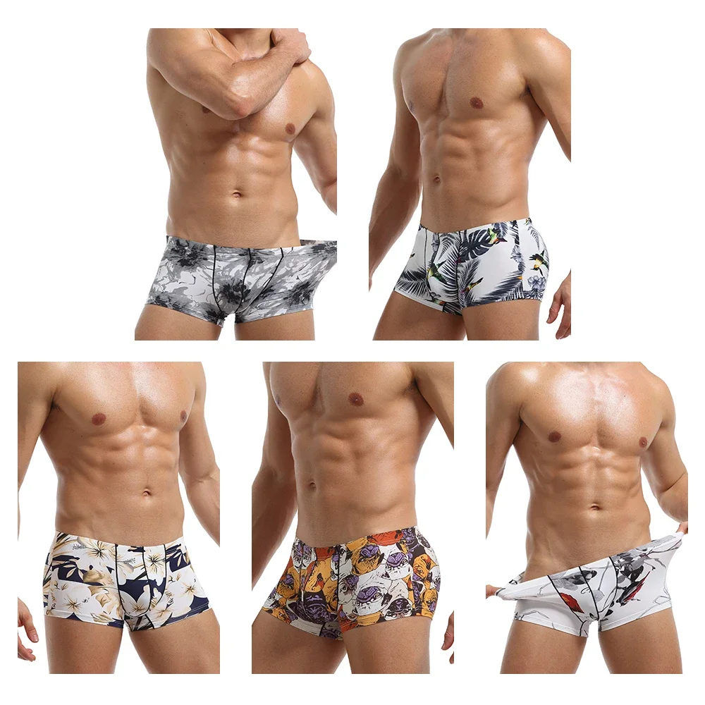 Herren-Boxershorts mit niedriger Taille, atmungsaktiv, Jugendunterwäsche, vier Ecken, bequeme Unterhose, 1 Stück/3 Stück/5 Stück