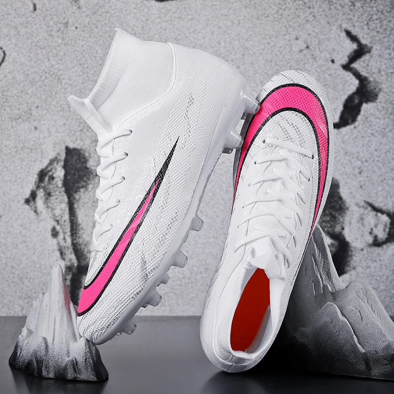 

New Men Soccer Shoes Training Outdoor Sport Football Boots Adult Long Spikes Non Slip Cleats Breathable Match Comfortable