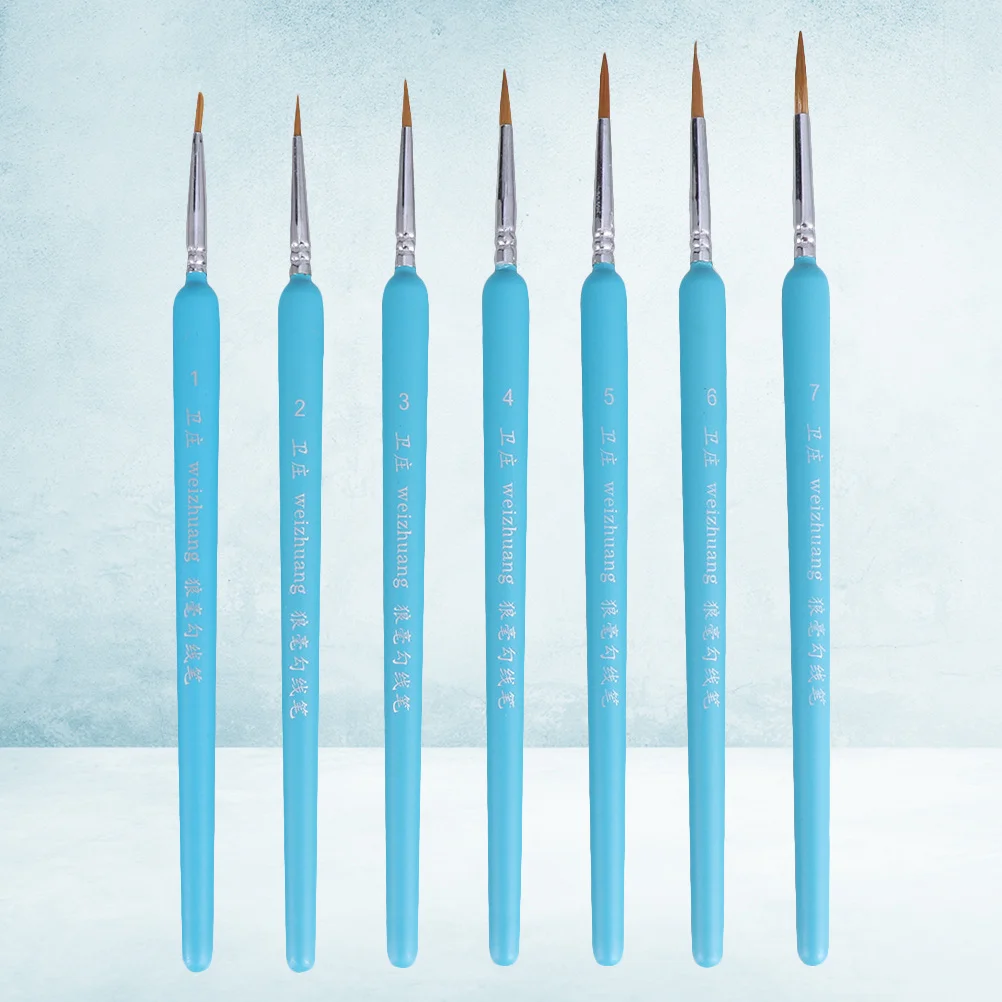 7pcs Detail Paint Brush Set Wolf Hair Tip For Fine Detailing Painting Drawing Miniature Art Acrylic Watercolor Oil Gouache Light