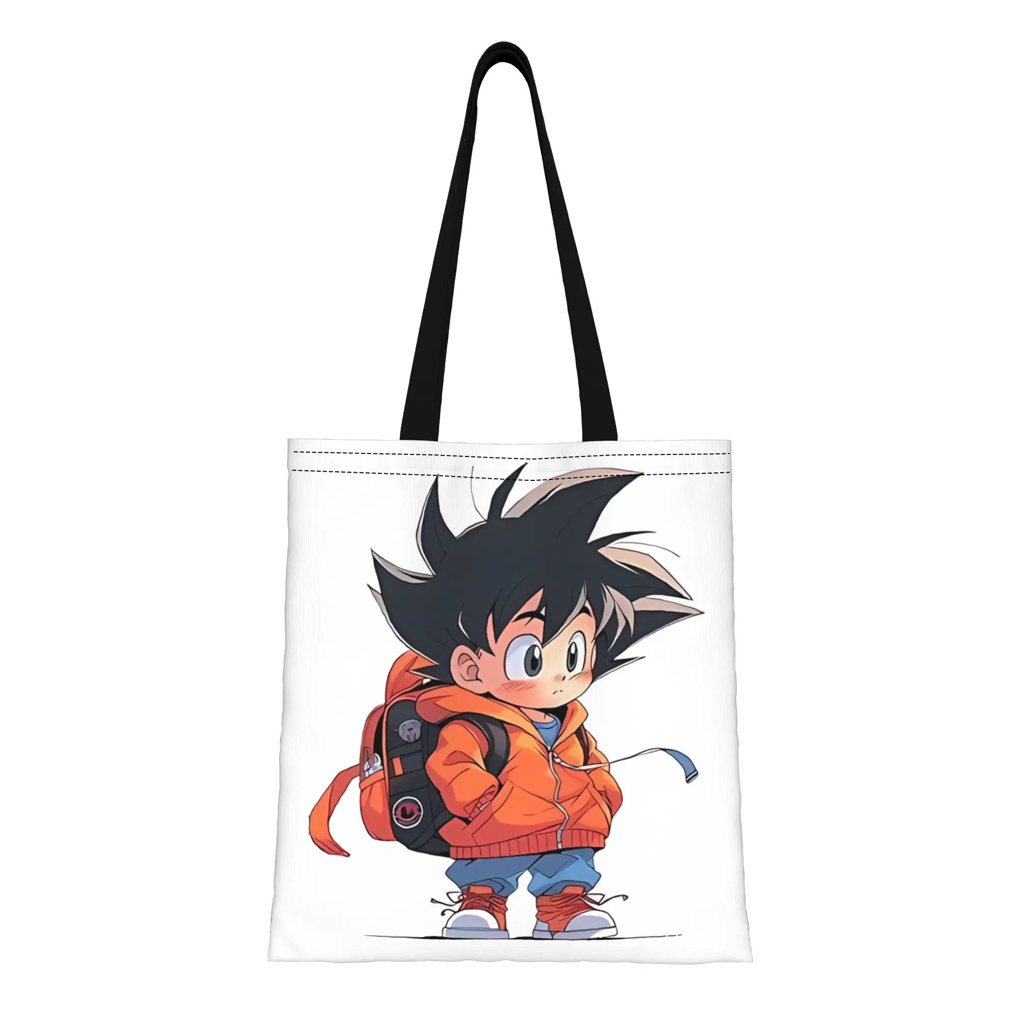 

Back to school season Dragon Ball Z Super Saiyan Anime Son Goku Canvas Tote Bag Perfect for Grocery Women's Top-Handle Bags
