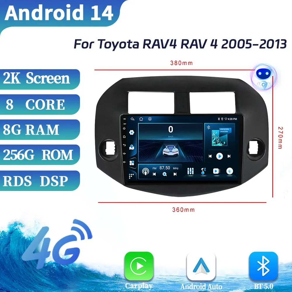 

Car Radio Multimedia Touch Screen GPS For Toyota RAV4 RAV 4 2005-2013 Navigation 4G Wireless Bluetooth CarPlay Android OS Stereo