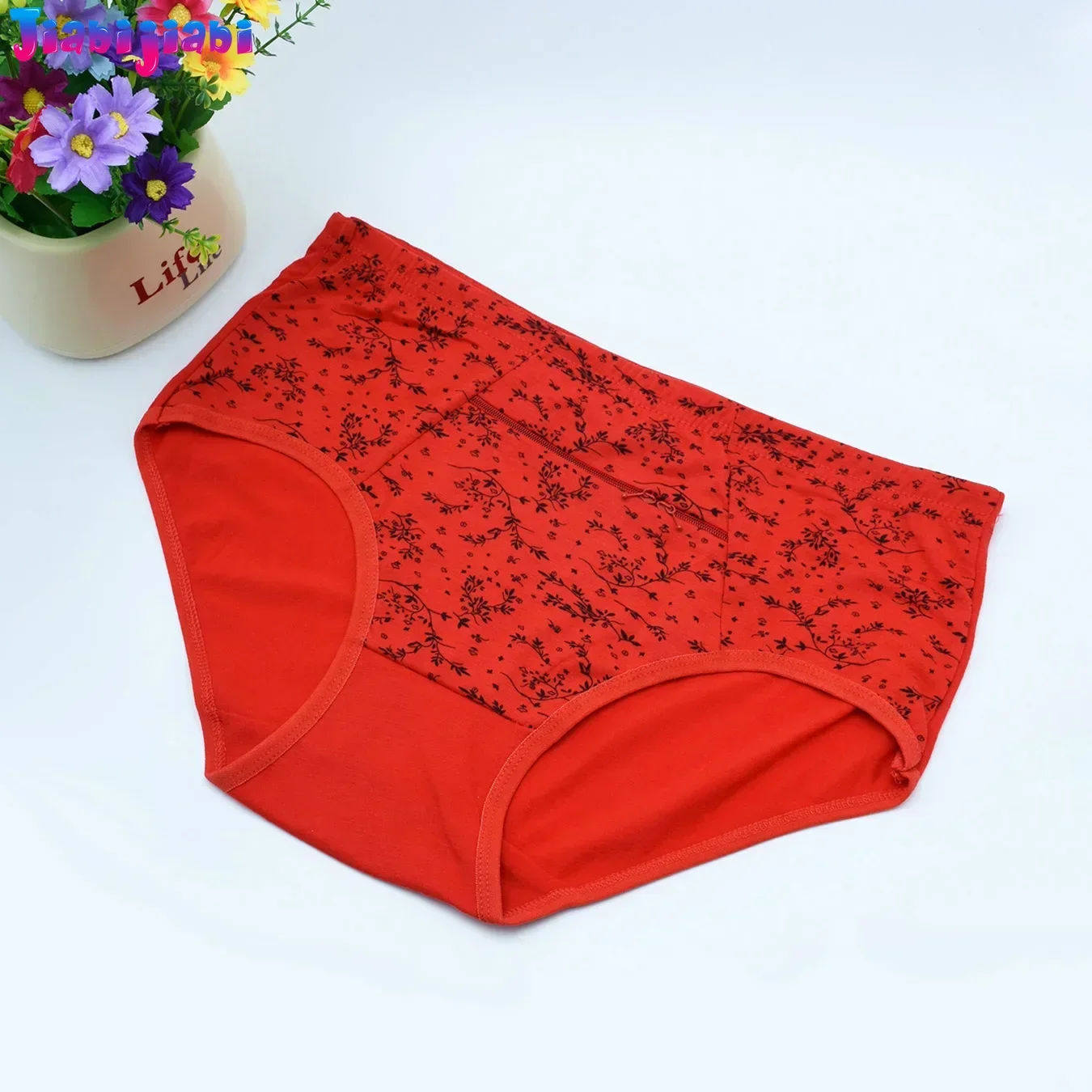 6pc Women Briefs Zipper Pocket Anti-Theft Cotton Breathable Comfort Stretch Antibacterial Floral Pocket Mommy Panties Underwear