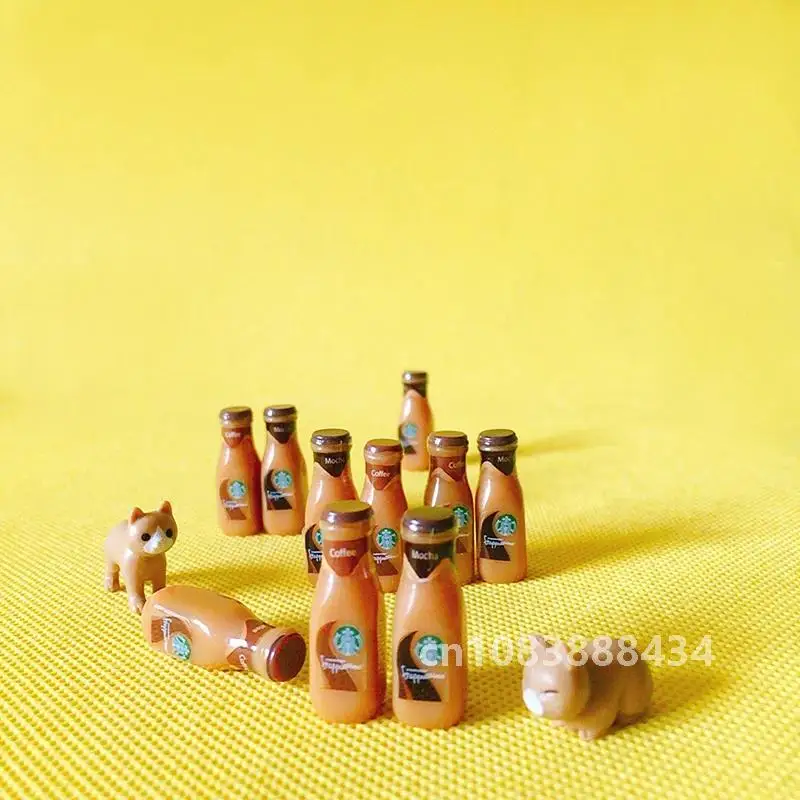 10 pcs coffee bottles/miniatures food/dinnerware/artificial/fairy garden gnome/terrarium/figurine/doll house decor/model toy