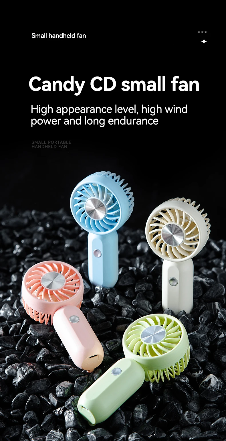 Portable Mini USB Rechargeable Handheld Fan 300mAh Outdoor Pocket-Sized Cooling Fan with Three Speed Settings for Camping Hiking