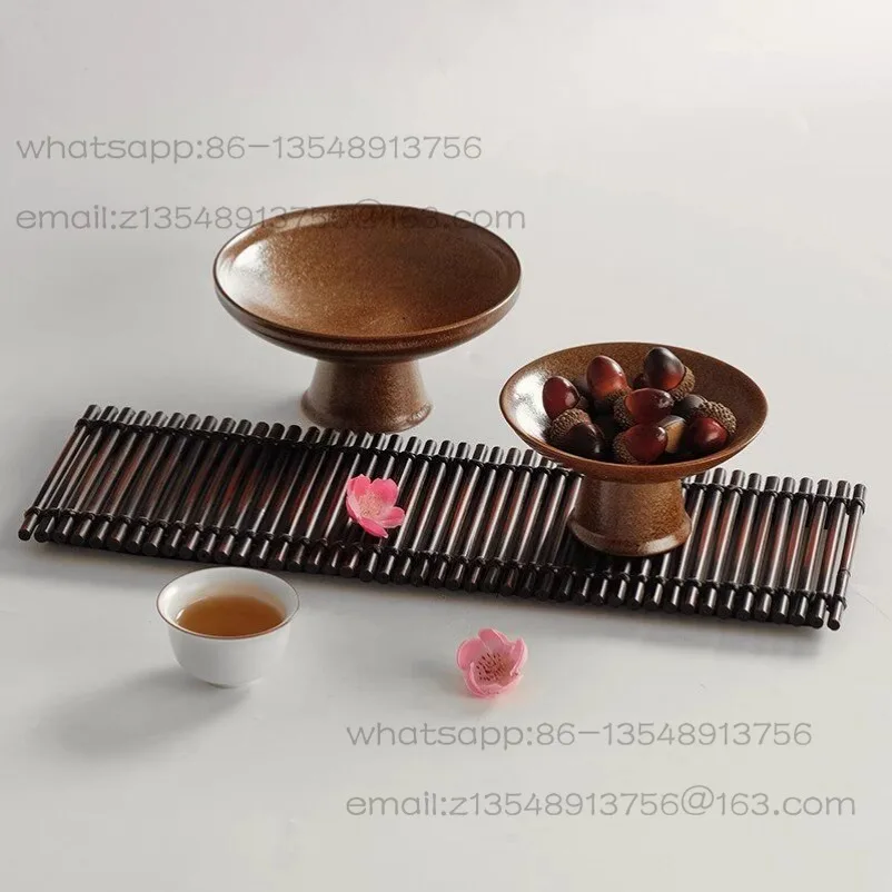 Retro Fruit Tray, Refreshment Tray, High-footed Ceramic Tray, Dim Sum Fruit Storage, Japanese Tea Set