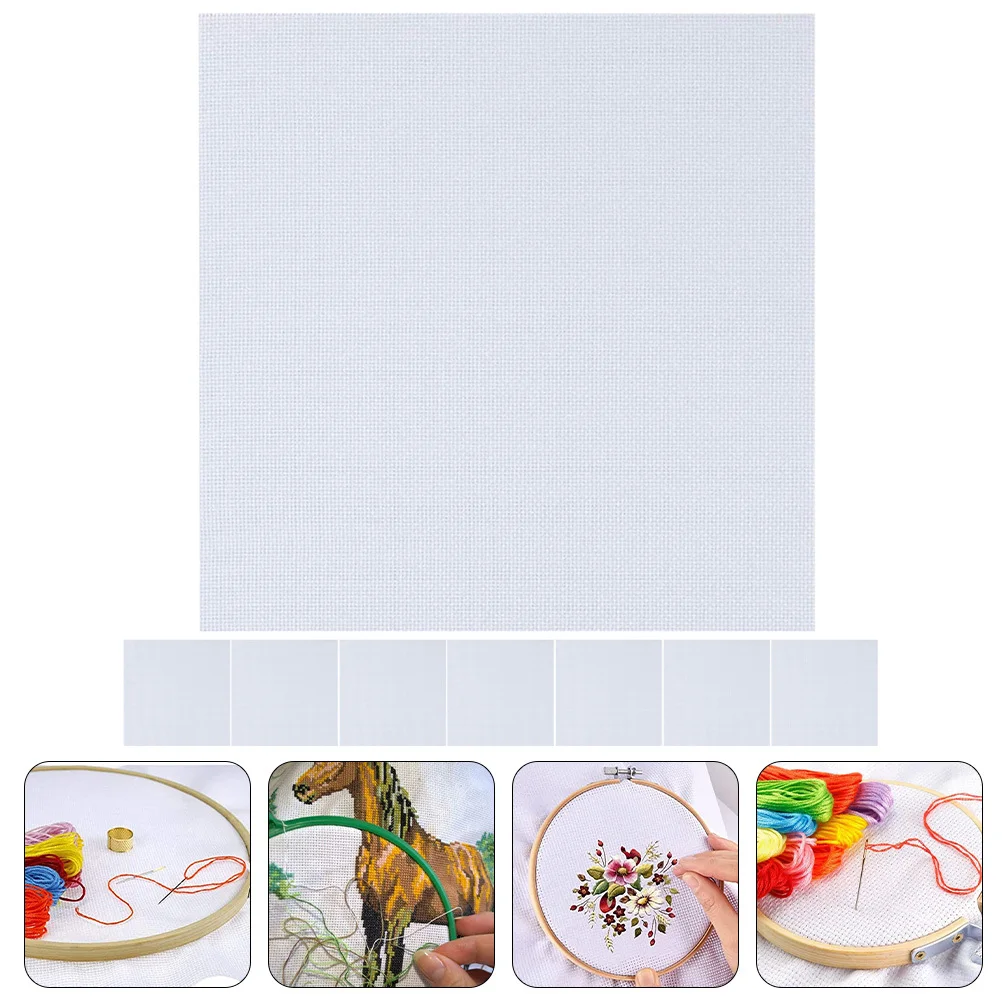 

8pcs Cross Stitch Cloths Embroidery Gridding Fabric Supple Polyester Cut-To-Size For Diy Sewing Crafts Home Decor Pillow Curtain