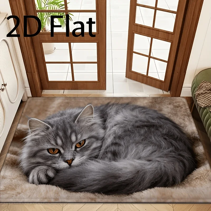 Coconut Coir Dachshund Silhouette Doormat Simple Sausage Dog Silhouette Print Decorative Pet Lover Indoor Kitchen Floor Mat