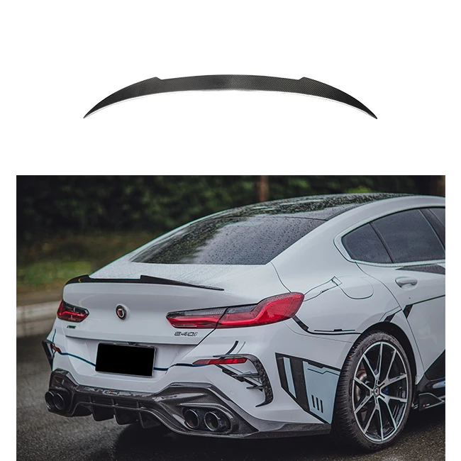 Hot Style Real Dry Carbon Fiber Rear Spoiler Wing Universal Rear Spoilers For BMW 8 Series 840i 850i G16 Foor Doors