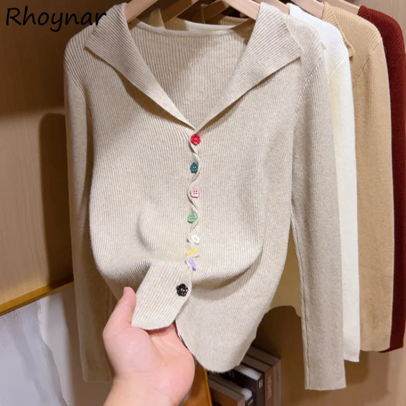 

Кардиганы женские корейские модные однотонные однобортные с v-образным вырезом простые универсальные милые топы для отдыха колледжа уличная одежда для похудения Ins